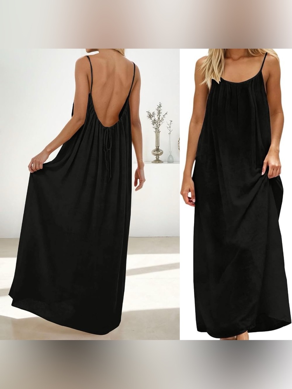 NWOT! TikTok Viral Backless Lounge Dress, BLACK